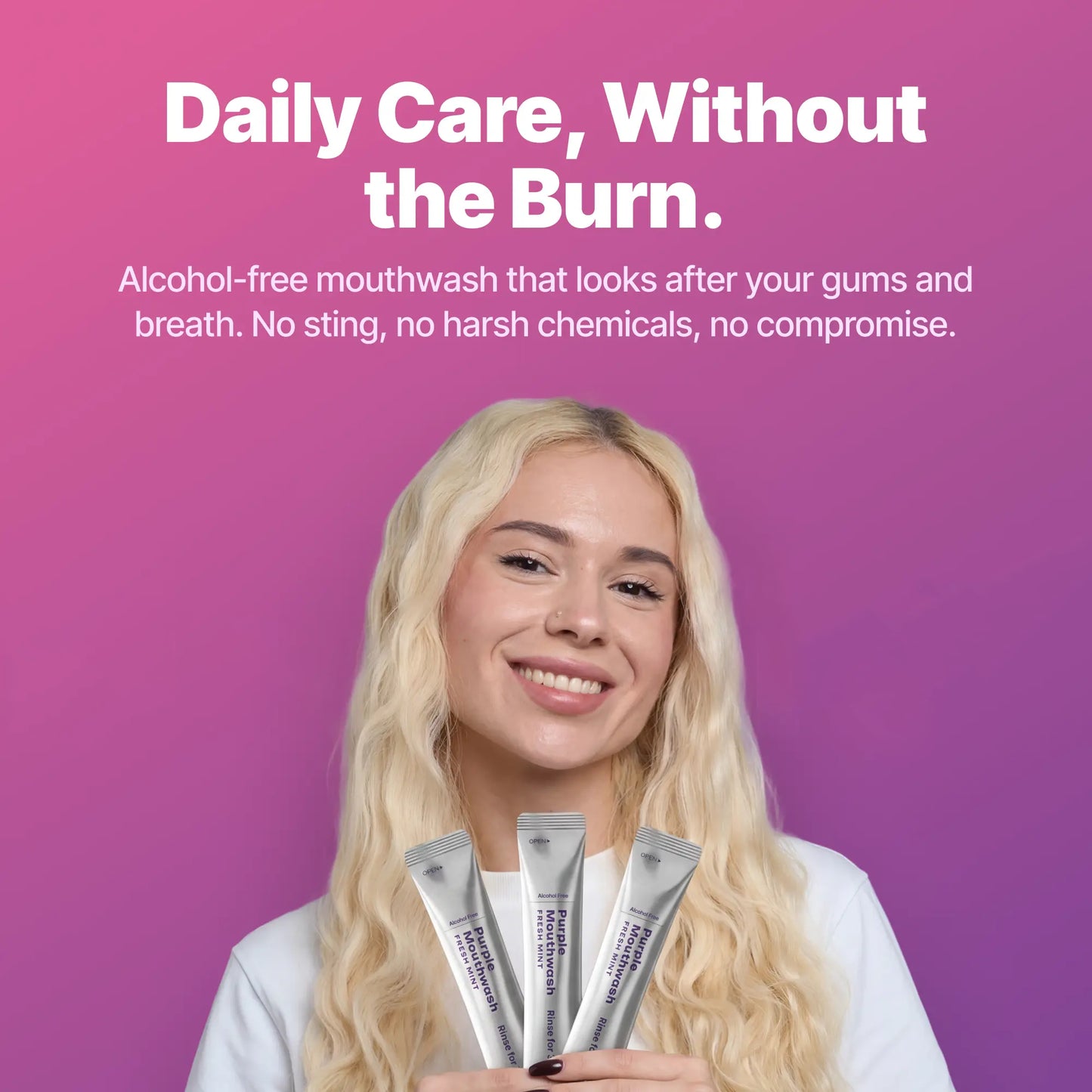 Beeclara Purple Mouthwash - Sachets 20 Pack - Peroxide-Free - Alcohol Free - Vegan Mint