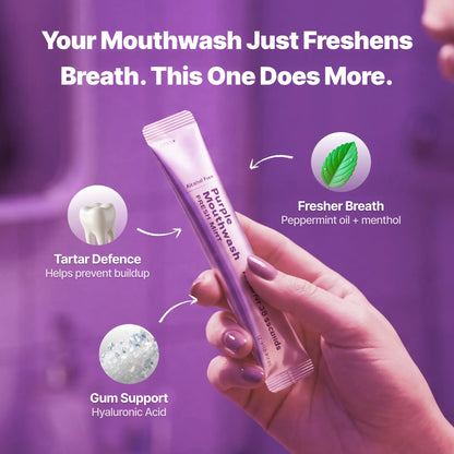 Beeclara Purple Mouthwash - Sachets 20 Pack - Peroxide-Free - Alcohol Free - Vegan Mint
