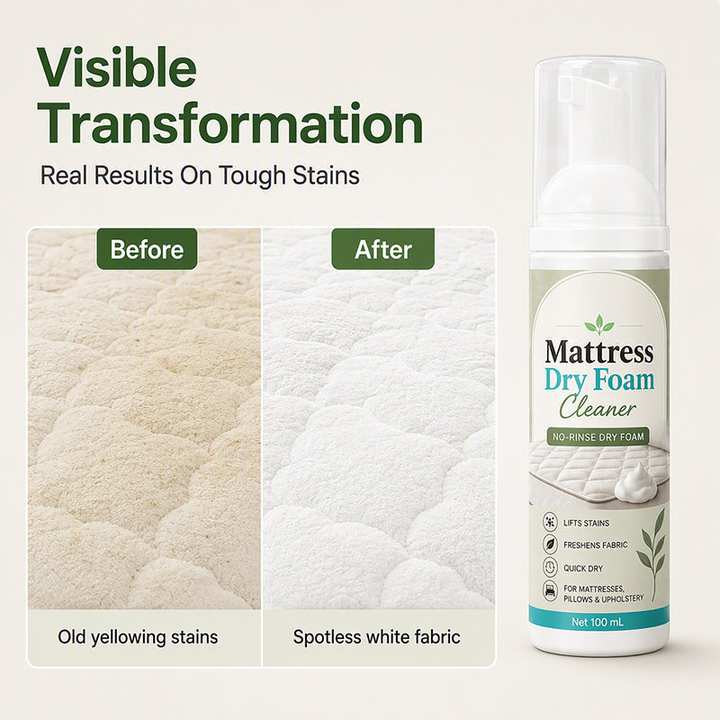 No-Rinse Mattress Dry Foam Cleaner-Enzyme- Powered Formula with Quick-DryTechnology- deal for Mattresses Sofas, Car Seats & pillows